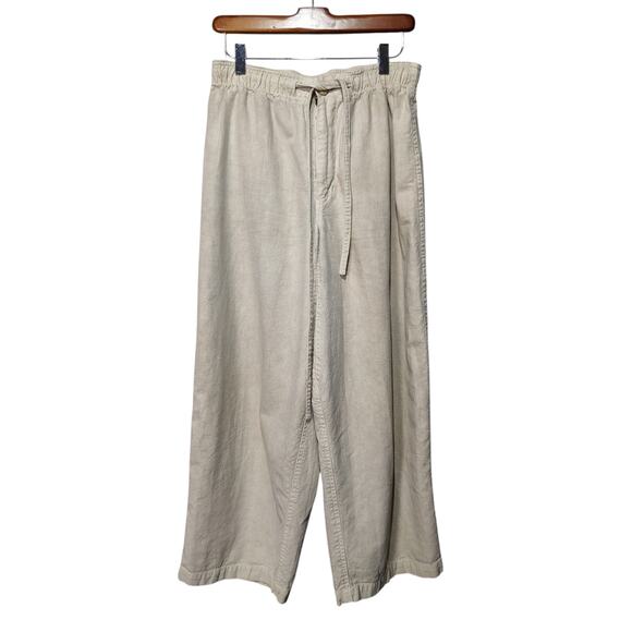 Earth Creations Sz M Hemp Organic Cotton Wide Leg Cropped Pants Elastic Waist - Picture 1 of 7